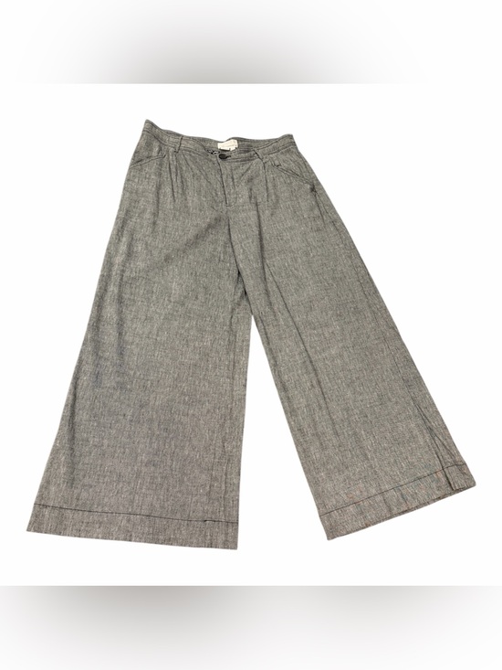 Pants - Anthropologie gray pleated linen blend wide leg pants size 14